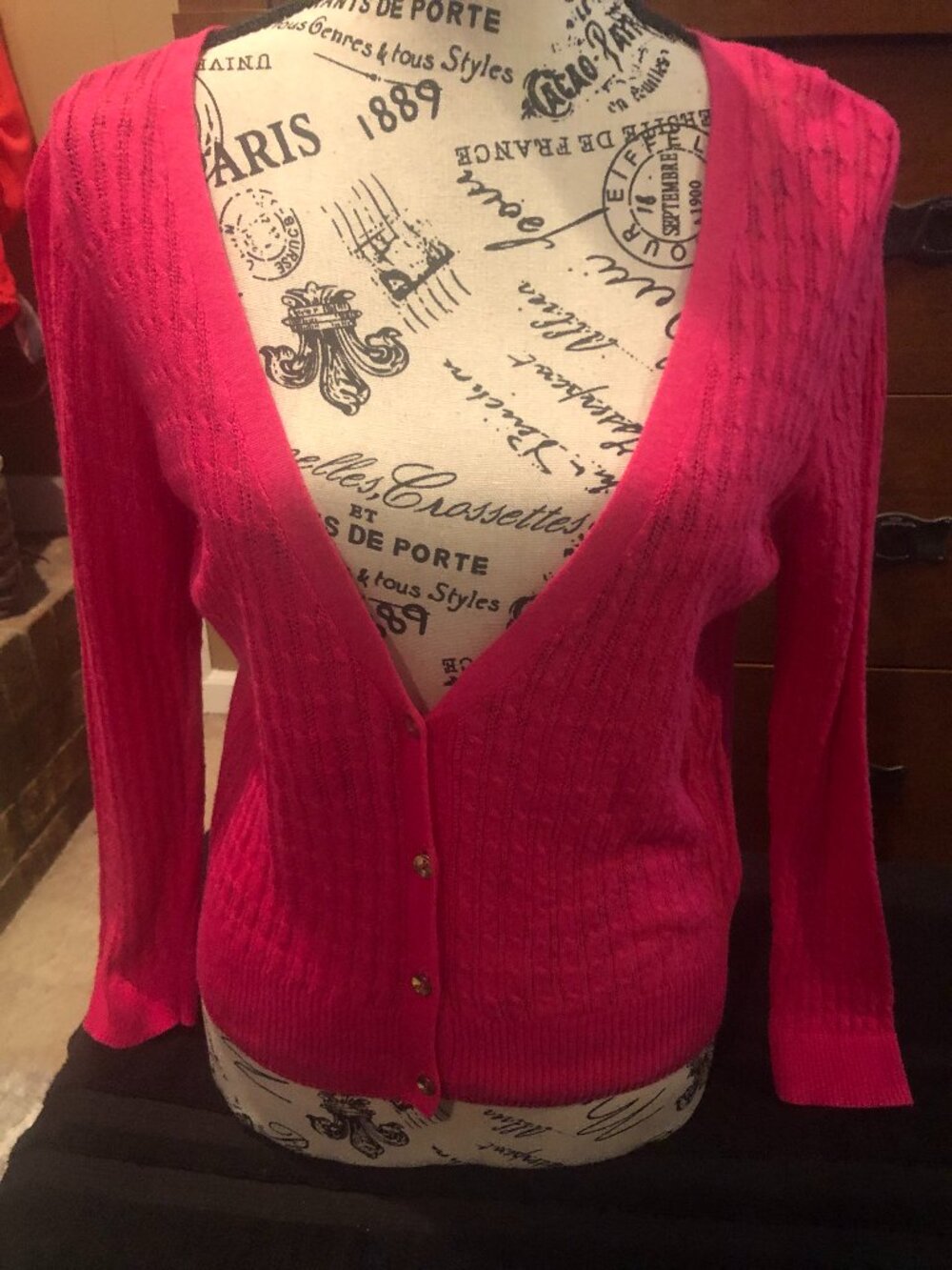 woman's pink worthington see through cardigan sweater size large